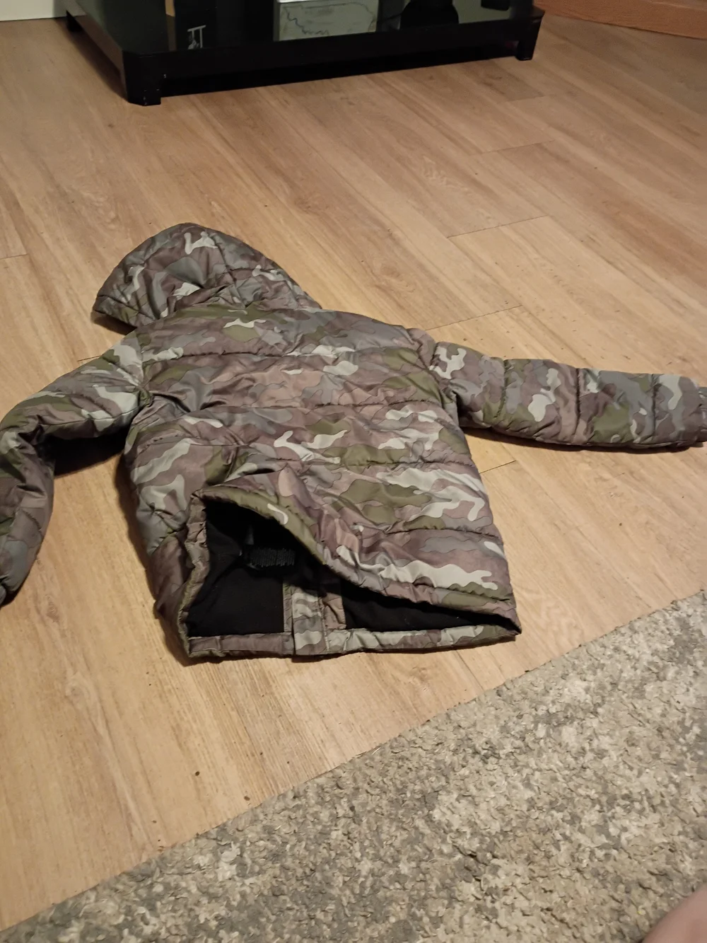 Swiss Tech Kids Camouflage Puffer Jacket with Hood - Green/Gray